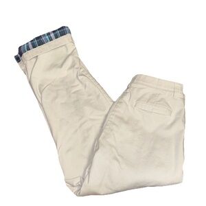 LL Bean Flannel Lined Classic Fit Straight Winter Pants 34x33” 14T Khaki Flaw